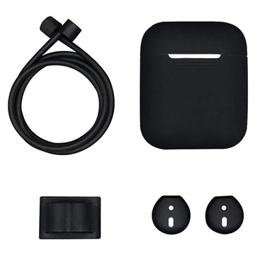 Kit d’Accessoires Apple AirPods / AirPods 2 4-en-1 en Silicone - Noir