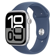 Apple Watch 10 GPS MWWL3QN/A - Aluminium, bracelet sport en denim, S/M, 46mm - Argenté