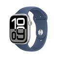 Apple Watch 10 GPS MWWL3QN/A - Aluminium, bracelet sport en denim, S/M, 46mm - Argenté