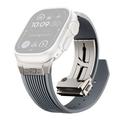 Bracelet en silicone à lignes verticales pour Apple Watch (42/44/SE/45/46/49mm) avec attache en titane - Gris