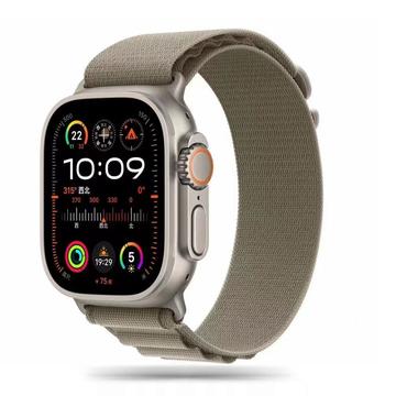 Apple Watch Series Ultra 2/Ultra/9/8/SE (2022)/7/SE/6/5/4/3/2/1 Bracelet Tech-Protect Nylon Pro - 49mm/45mm/44mm/42mm - Titane / Olive