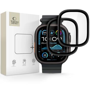 Protecteur d\'écran Apple Watch Ultra/Ultra 2/Ultra 3 Tech-Protect Glass Ring - 9H, 2 Pcs. - Bord noir