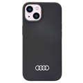 Coque iPhone 14 en Silicone Audi Metal Logo - Noire