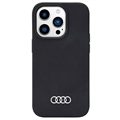 Coque iPhone 14 Pro Max en Silicone Audi Metal Logo - Noire
