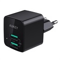 Chargeur Secteur 12W Aukey PA-U32 Minima Duo - 2x USB - Noir