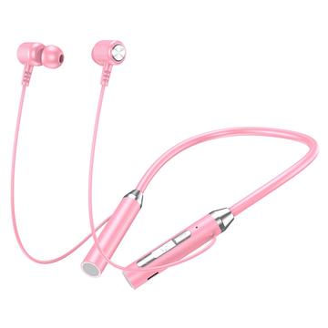 Écouteurs stéréo sport Bluetooth B3 9D Surround avec tour de cou en silicone - Rose