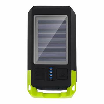 BG-1706 Lampes de vélo rechargeables USB + solaires étanches 6 modes d\'éclairage double phare de vélo avec alarme de klaxon - vert