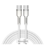 Câble USB-C/USB-C tressé en nylon de la série Baseus Cafule Metal - 100W - 2m - Blanc