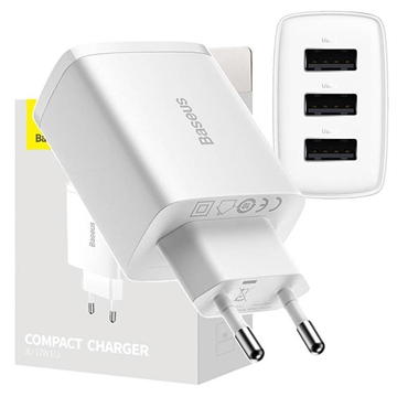 Baseus Compact Quick Charger CCXJ020102, 3x USB, 17W - Blanc