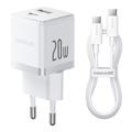 Baseus Palm 20W Chargeur rapide avec câble Type-C 60W - Blanc