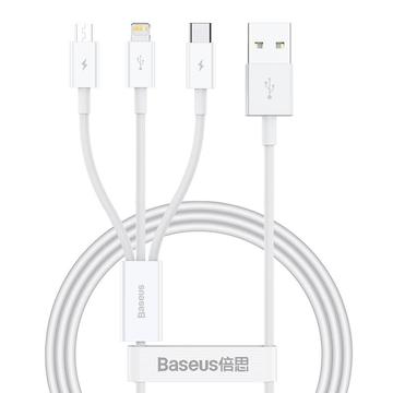 Baseus Superior Series 3-in-1 Fast Charging Cable - 1m, 3.5A - Blanc