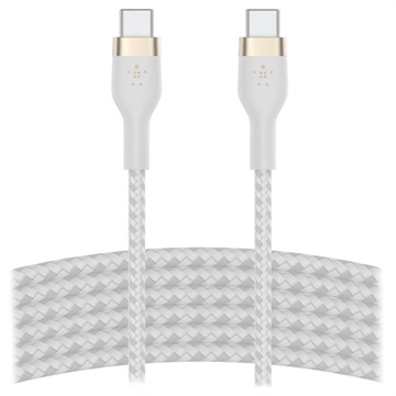Câble USB-C / USB-C Belkin BoostCharge Pro Flex 60W - 3m - Blanc