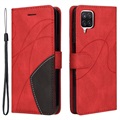 Étui Portefeuille Samsung Galaxy A12 Série Bi-Color - Rouge