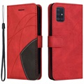 Étui Portefeuille Samsung Galaxy A51 Série Bi-Color - Rouge