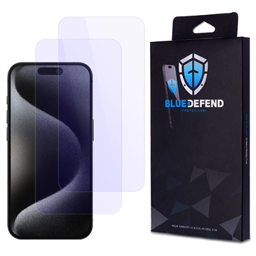 Protection d\'écran iPhone 15 Pro Max en verre trempé BlueDefend Anti-Blue Light - 2 Pcs.