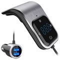 Transmetteur FM Bluetooth & Chargeur Voiture BC39 - Argenté