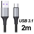 Câble de Données / Charge USB 3.1 Type-C Tressé -  5A/40W - 2m - Noir