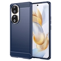 Coque Honor 90 en TPU Brossé - Fibre de Carbone - Bleu