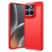 Coque Motorola Edge 70 Fusion/70 Fusion+ en TPU Brossé - Fibre de Carbone - Rouge