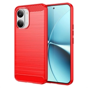 Coque Xiaomi Redmi Turbo 5 Max/Poco X8 Pro Max en TPU Brossé - Fibre de Carbone - Rouge