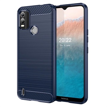 Coque Nokia C21 Plus en TPU Brossé - Fibre de Carbone