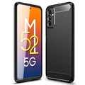Coque Samsung Galaxy M52 5G en TPU Brossé - Fibre de Carbone - Noire