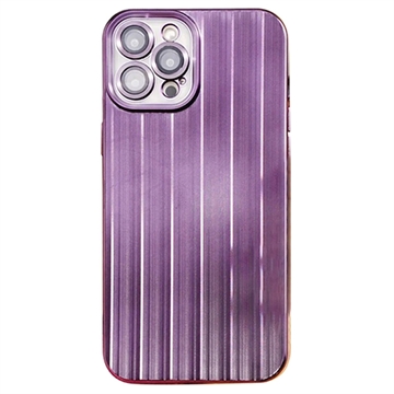 Coque iPhone 12 Pro en TPU Brossé avec Protecteur Objectif - Violete