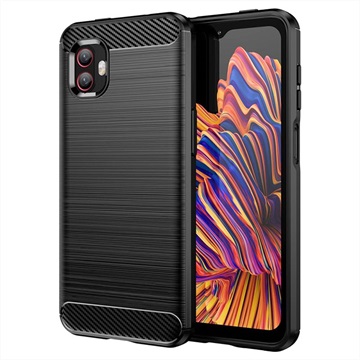 Coque en TPU Brossé pour Samsung Galaxy Xcover6 Pro - Fibre de Carbone