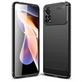 Coque Xiaomi Poco X4 Pro 5G en TPU Brossé - Fibre de Carbone - Noire