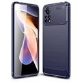 Coque Xiaomi Poco X4 Pro 5G en TPU Brossé - Fibre de Carbone - Bleu