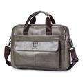 Bullcaptain 046 Sacoche homme en cuir pour ordinateur portable et sacoche de transport - 40 x 30 x 7cm - Gris