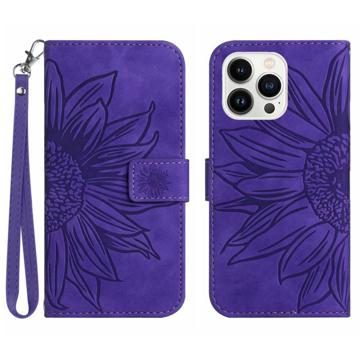 Étui Portefeuille iPhone 14 Pro Max - Série Sunflower - Violet