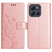 Étui Portefeuille Motorola Moto G56 - Série Butterfly - Rose Doré