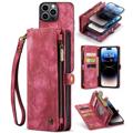 Étui Portefeuille iPhone 14 Pro Max Multifonctionnel 2-en-1 Caseme - Rouge