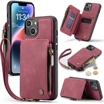 Coque Hybride iPhone 14 Caseme C20 Zipper Pocket - Rouge