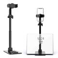 CCT13 Retractable Phone Holder with 360-Degree Rotating Clamp Anti-Slip Metal Tablets Stand Base for Live Streaming