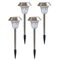 CIS-57453A Lot de 4 lampes solaires en acier inoxydable pour chemins de jardin - IP65 - Blanc chaud et RVB