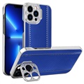 Coque Hybride iPhone 13 Pro CamStand - Fibre de Carbone - Bleue