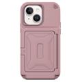 Coque Hybride iPhone 14 avec Miroir et Porte-Cartes - Rose