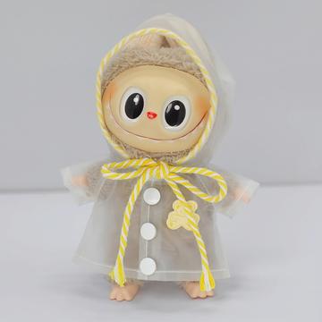 Imperméable à capuche imprimé ourson pour poupée Labubu 17cm - Jaune