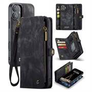Étui Portefeuille iPhone 16 Plus Multifonctionnel 2-en-1 Caseme 008 - Noir