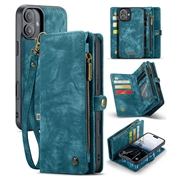 Étui Portefeuille iPhone 16 Plus Multifonctionnel 2-en-1 Caseme 008 - Bleu