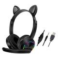 Cat Ears AKZ-020 Casque supra-auriculaire filaire pour enfants / Casque de jeu avec microphone - Noir