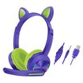 Cat Ears AKZ-020 Casque supra-auriculaire filaire pour enfants / Casque de jeu avec microphone - Violet