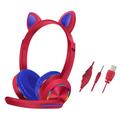 Cat Ears AKZ-020 Casque supra-auriculaire filaire pour enfants / Casque de jeu avec microphone - Rouge