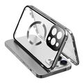 Compatible avec l'étui MagSafe pour iPhone 15 Pro Cadre magnétique en métal + coque en verre trempé double face avec fermeture à boucle