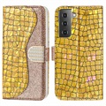 Etui Portefeuille Samsung Galaxy A33 5G - Série Croco Bling - Doré