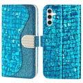 Etui Portefeuille Samsung Galaxy A14 - Série Croco Bling - Bleu