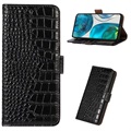 Étui Portefeuille Samsung Galaxy M53 en Cuir avec RFID Crocodile Séries - Noir