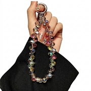 Lanière de poignet / attache pour téléphone avec perles de cristal - 14cm - Ambre